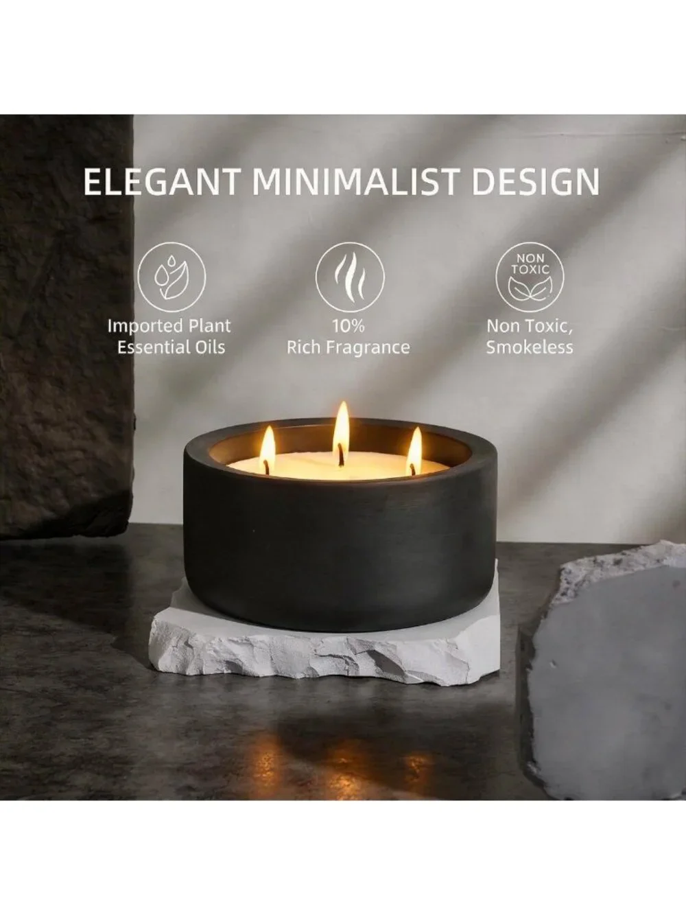 Large 20oz Eucalyptus & Rosemary Scented Candle - 3 Wick Non-Toxic Soy, Matte